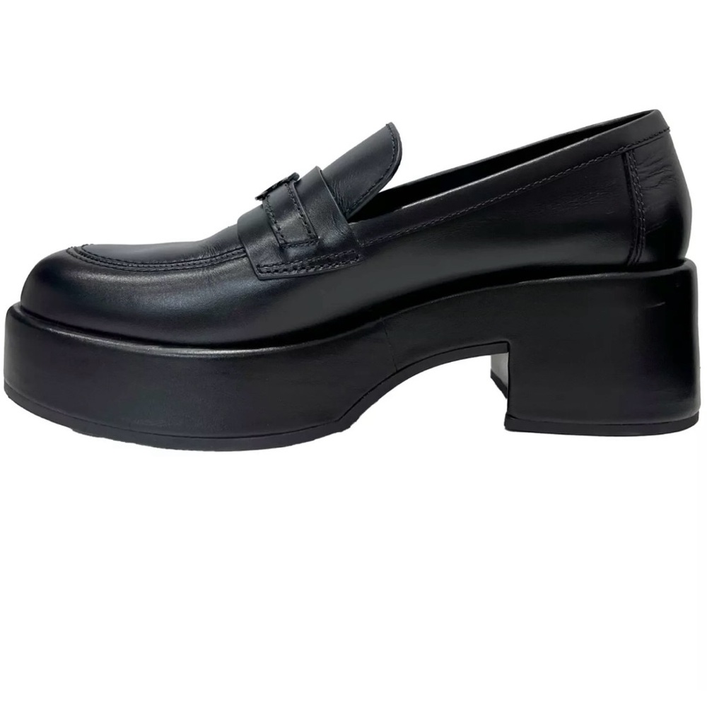 Chanel Black Platform Leather Loafers - Picture 3 of 12